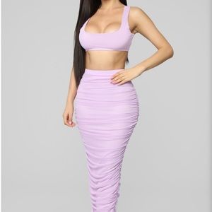 Lavender Fashion Nova Ruched Two Piece